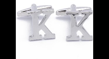 Manchetknopen - Letters Initialen Letter K Zilver Metaal