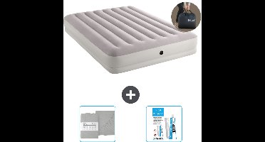 Intex Luchtbed - 2-Persoons - 152 x 203 x 30 cm - Grijs - Inclusief pomp - Hoeslaken en Reparatieset