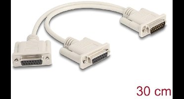 Delock Adapter Y-Cable Splitter D-Sub 15 pin male to 2 x D-Sub 15 pin female with screws 30 cm