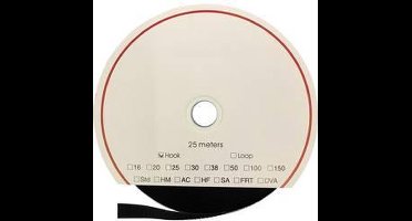 FASTECH® T0101699990325 Klittenband Om vast te plakken Hotmelt Haakdeel (l x b) 25000 mm x 16 mm Zwart 25 m