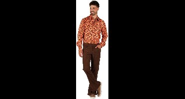 Hippie Flared Ribcord Broek Bruin - Flower Power Jaren 60 & 70 - Heren - Maat S