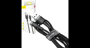 USB naar Lightning Kabel 0,5M - Geweven Nylon - Grijs