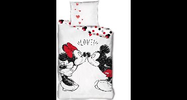 Disney Minnie Mouse Dekbedovertrek Love - Eenpersoons - 140 x 200 cm - Wit