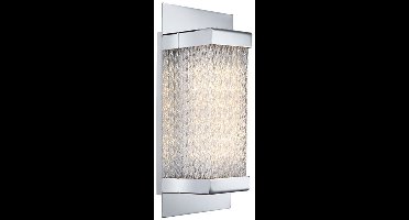 Wandlamp LED wandlamp slaapkamerlamp hal, metaal chroom glas gegroefd, 3W 260 lm warm wit, BxH 20x10 cm