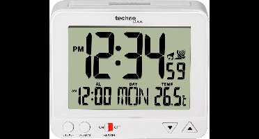 Technoline WT 195 WHITE - Wekker - Digitaal - Radiogestuurde tijdsaanduiding - 12/24 - Datumaanduiding - Binnentemperatuur - Alarm - Snooze - Achtergrond verlichting - Nachtlichtje - Wit