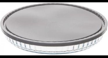 Glazen bakvorm/bakblik/ovenschaal - rond 27,5x3,5cm - oven/magnetron/koelkast/diepvriezer/vaatwasserbestendig - met deksel