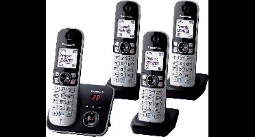 Quattro DECT draadloze telefoon - 4 handsets - antwoordapparaat - zwart - 6824