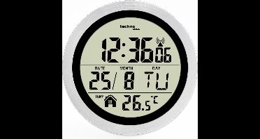 Radio gestuurde badkamerklok - Wandklok met zuignappen - Thermometer - Datum - Technoline