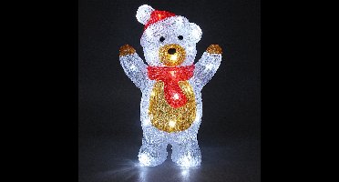 Deuba Kerstfiguur Teddy - LED Acryl 30cm Binnen Buiten – Wit Licht