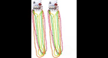 Smiffys - Hippie Flower Power thema dames verkleed multicolor 4x stuks kralen kettingen