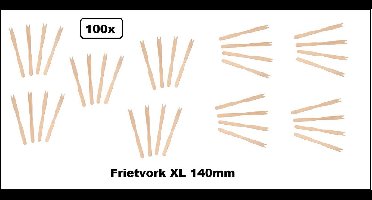 100x XL Frietvorkje hout 140mm - Patat friet frites bakje snack vorkje festival thema feest party