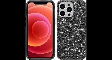 iPhone 13 Hoesje - Glitter Case Cover - Zwart - Provium