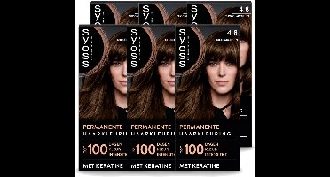 6 x SYOSS Permanent Coloration 4-8 - Haarverf - Chocolade Bruin - Voordeelverpakking - 6 stuks