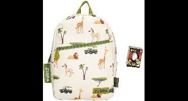 Zebra Rugzak Safari - kinderrugtas, rugtas, kinderrugzak, schooltas + Dino Ei