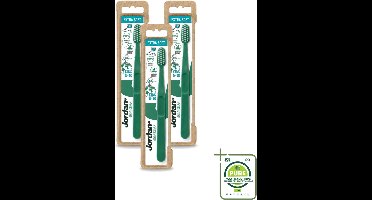3 x Jordan - Tandenborstel - Green Clean - Extra Soft - 5 tot 10 Jaar - Grootverpakking - Kinderen Tandenborstel - Kindertandenborstel 5-10 Jaar - Duurzame Tandenborstel - Extra Zachte Borstel - Milieuvriendelijke Tandenborstel