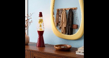 FISURA Lavalamp / Bulletlamp Donkerrood met Goud – Retro Sfeerlamp – Decoratieve Tafellamp – 39,5 cm