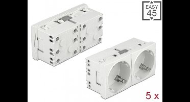 Delock Easy 45 Grounded Power Socket with a 45Ã‚Â° arrangement 2-way extendable 45 x 45 mm 5 pieces