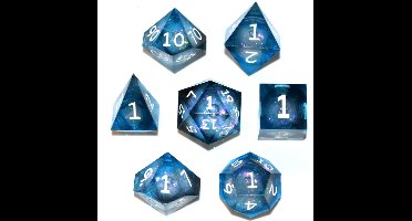 Dobbelst.Set Galaxy Blauw Tin doosje.