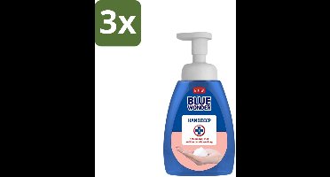 3 x Blue Wonder - Handzeep - Hygiënisch & Verzorgend - 225 ml - Hygiëne - Handzeep - Handreiniging - Antibacteriële Handzeep - Schuimende Mousse