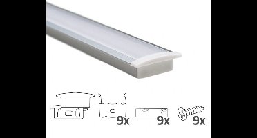 Led strip profiel inbouw 4M - 8 mm hoog - Led profiel - Wit
