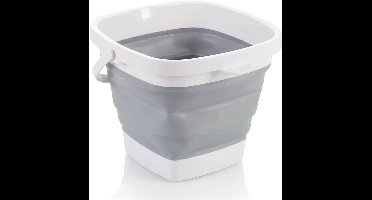 Opvouwbare emmer - Ruimtebesparend huishouden - Huishouden en outdoor - Ergonomische handgreep - 10 liter - Grijs