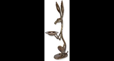 Bronzen beeld - Haas met schaal - sculptuur - 104,5 cm hoog