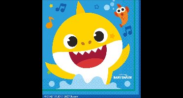 Baby Shark Servetten - 32x stuks - 33 x 33 cm - kinderfeestje - haaien thema