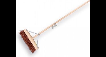 Straatbezem natuurvezel 45cm Solide+steel 150cm+houder