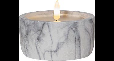 Star Trading Kaars Flame Marble, zuilkaars, marmer design, LED, timer, warm wit, 7,5 cm
