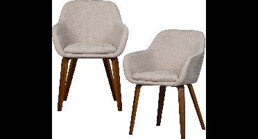 vtwonen Base Eetkamerstoelen - Polyester - Zand - Set van 2