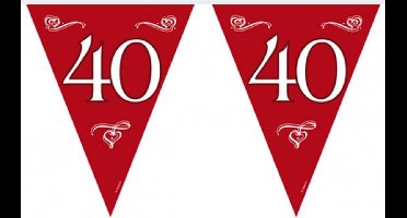 Folat Vlaggenlijnen 40 jaar - rood - 10 meter - plastic - 40e jubileum slingers - versiering