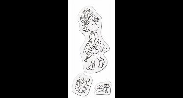 Stempel Meisje met paraplu 8 x 16cm