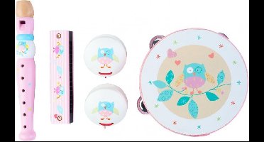 MUSIC SET 5 INSTRUMENTS - PINK OWL PRINT