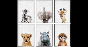 Generic | Safari Posters met Dieren voor Kinderkamer - 6 Posters - 21 x 30cm