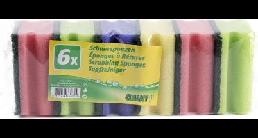 Cleany - Schuurspons - MultiColor - 6st