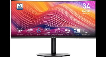 MSI Modern MD342CQP - Ultrawide QHD Monitor - 120Hz - 34 inch - USB HUB/KVM -USB-C PD 98W