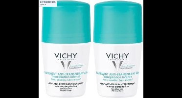 Vichy Déodorant Transpiration Intense 48H - Aluminiumzouten om effectief de zweetproductie te verminderen - Voordeelbundel 2x 50ml