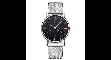 Modern Dames Horloge Zilver & Zwart • Fashion • Rosegold • Roze • Zwart • Zilver • Rood • Blauw • Groen
