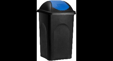 Deuba Vuilnisbak met Klapdeksel – 60 Liter Kunststof – Zwart Blauw