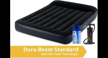 Intex Pillow Rest - Luchtbed - Twijfelaar - Met Handpomp en Repairset - 191x137x25 cm - PVC - Donkerblauw