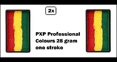 2x PXP Professional Colours 28 gram one stroke rood geel groen - Carnaval rasta limburg thema feest optocht funky festival