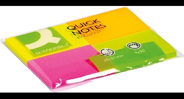 Q-CONNECT Quick Notes | ft 38 x 51 mm | 50 vel | pak van 4 blokken in neonkleuren