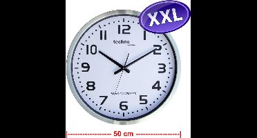 TECHNOLINE WT8995 Fraaie JUMBO WANDKLOK - 50 cm - radio-controlled - in geborsteld edelstaal