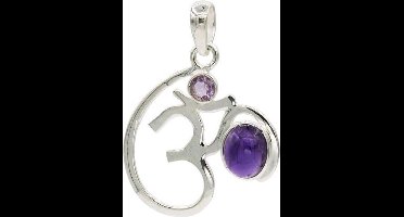 Yogi & Yogini naturals Ohm hanger 925 zilver met amethist (±3.5 cm)