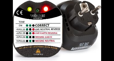 Velleman Stopcontactspannings- en aardingstester, met led en zoemer, CAT II, 230 V, detecteert bedradingsfouten, directe diagnose, voor professioneel en thuisgebruik