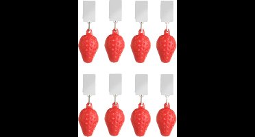 Esschert Design Tafelkleedgewichten aardbeien - 8x - rood - kunststof - voor tafelkleden en tafelzeilen