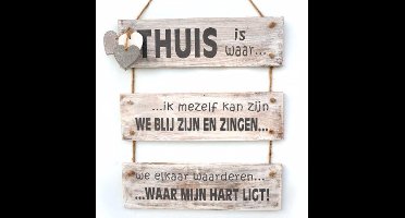 Wandborden Hout Spreukbord “thuis is waar ..” Woondecoratie Cadeau Verjaardag