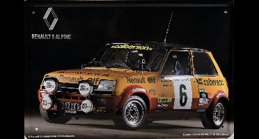 Renault 5 Alpine Metalen wandbord 15 x 21 cm.