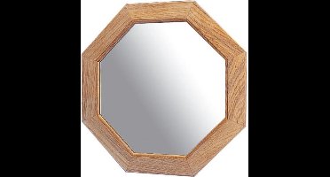 Achthoekige spiegel teak