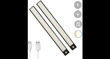 2x Kastverlichting met bewegingssensor - Dual White - 20 cm - Kastverlichting oplaadbaar - Zwart - Voordeelset van 2 stuks
